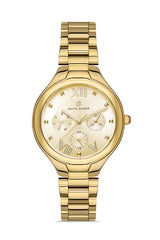 DAVID GUNER SARI KAPLAMALI SARI KADRANLI KADIN KOL SAATİ - DG-8346LA-B4