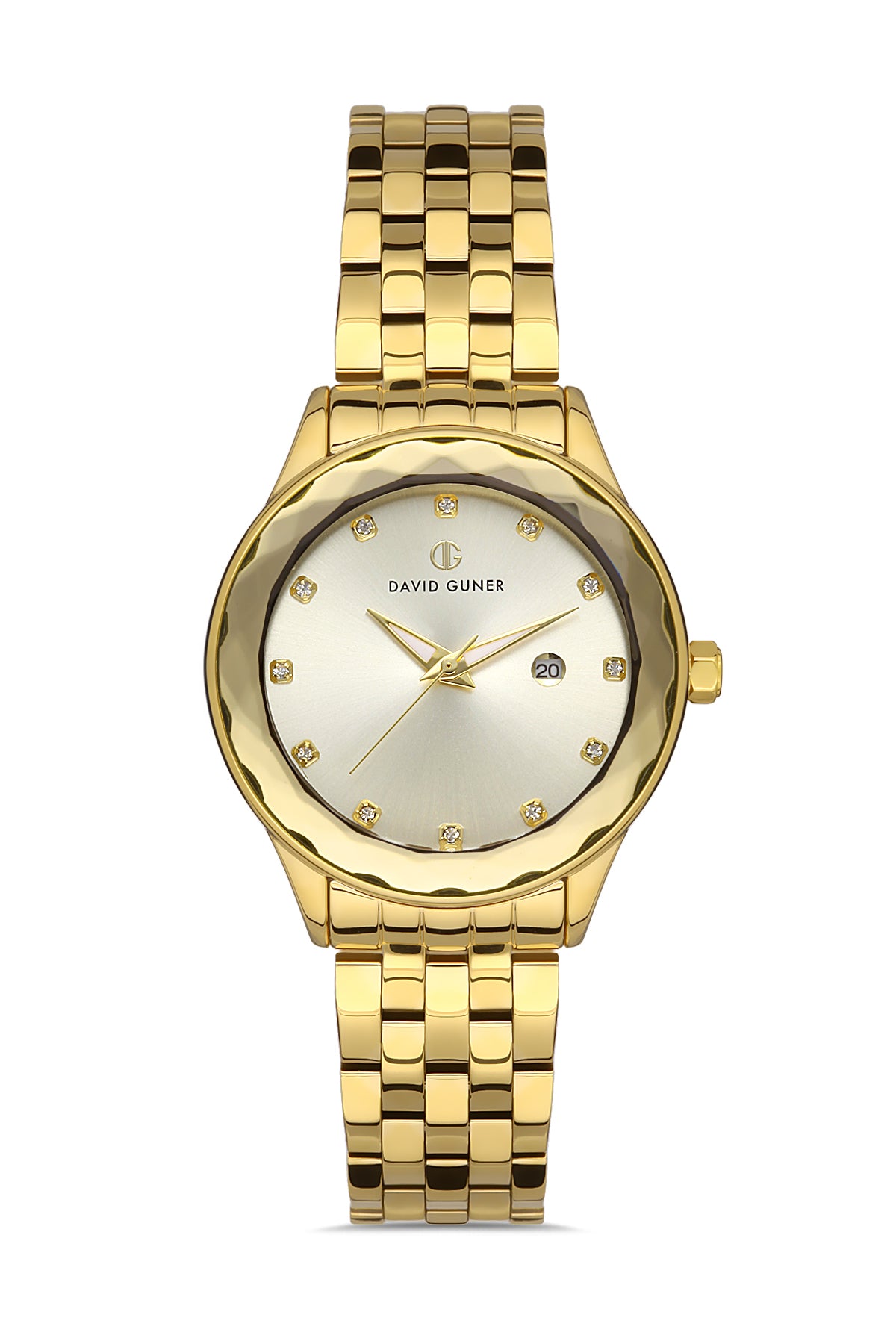 DAVID GUNER SARI KAPLAMALI SARI KADRANLI KADIN KOL SAATİ DG-8373LA-B4