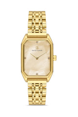 DAVID GUNER SARI KAPLAMALI SARI KADRANLI KADIN KOL SAATİ DG-8417LA-B4