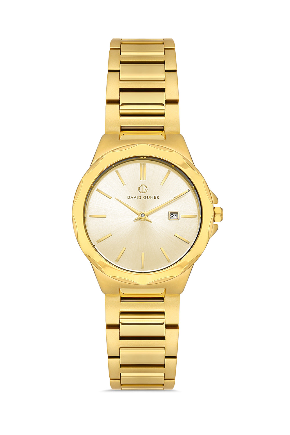 DAVID GUNER Yellow Coated Calendar Women's Watch