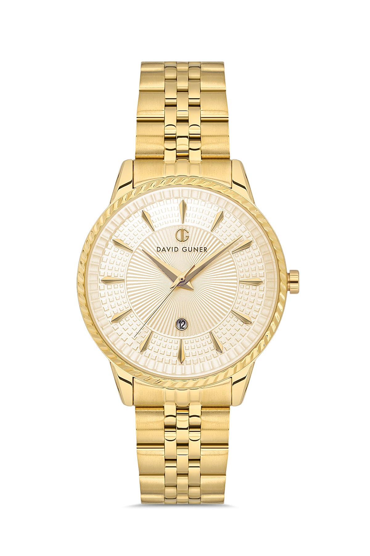 DAVID GUNER Takvimli Sarı Kaplamalı Sarı Kadranlı Kadın Kol Saati - DG-8680LA-B4