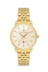 DAVID GUNER Takvimli Sarı Kaplamalı Sarı Kadranlı Kadın Kol Saati - DG-8680LA-B4