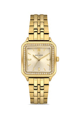 DAVID GUNER Sarı Kaplama Taşlı Kadranlı Paslanmaz Çelik Kadın Kol Saati - DG-8708LA-B4