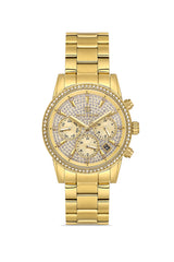 DAVID GUNER Sarı Kadranlı Sarı Kaplama Paslanmaz Masif Çelik Kordonlu Multi Fonksiyonlu Kadın Kol Saati