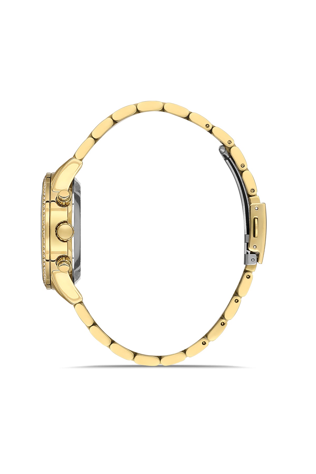 DAVID GUNER Sarı Kadranlı Sarı Kaplama Paslanmaz Masif Çelik Kordonlu Multi Fonksiyonlu Kadın Kol Saati