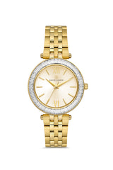 DAVID GUNER Sarı Kaplamalı Sarı Kadranlı Taşlı Kadın Kol Saati