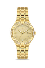 DAVID GUNER Sarı Renk Kadranlı Taşlı Kadın Kol Saati