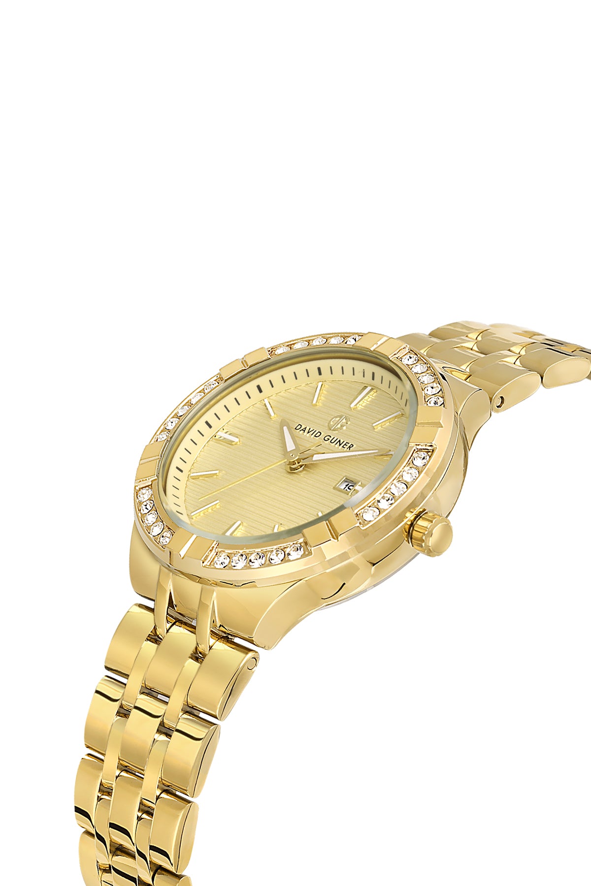 DAVID GUNER Sarı Renk Kadranlı Taşlı Kadın Kol Saati