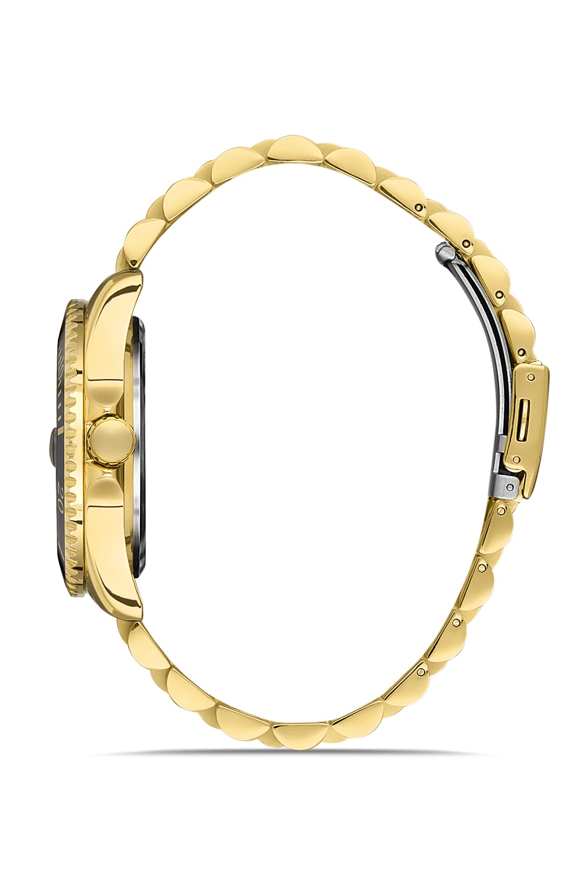 DAVID GUNER Sarı Kaplamalı Siyah Kadranlı Takvimli Erkek Kol Saati - DG-8230GA-B2