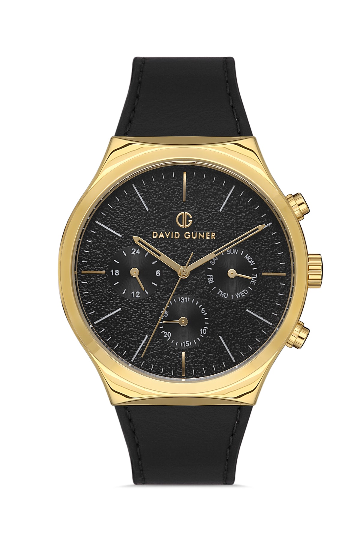 DAVID GUNER SARI KAPLAMALI SİYAH KADRANLI ERKEK KOL SAATİ DG-8265GB-N2