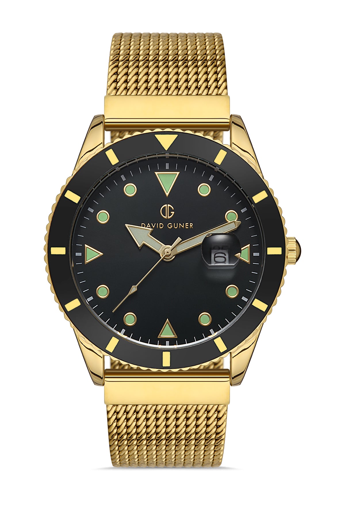 Davıd Guner Men's Watch with Calendar and Steel Knitted Band