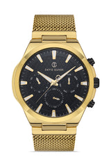 DAVID GUNER SARI KAPLAMALI SİYAH KADRANLI ERKEK KOL SAATİ DG-8385GC-B2