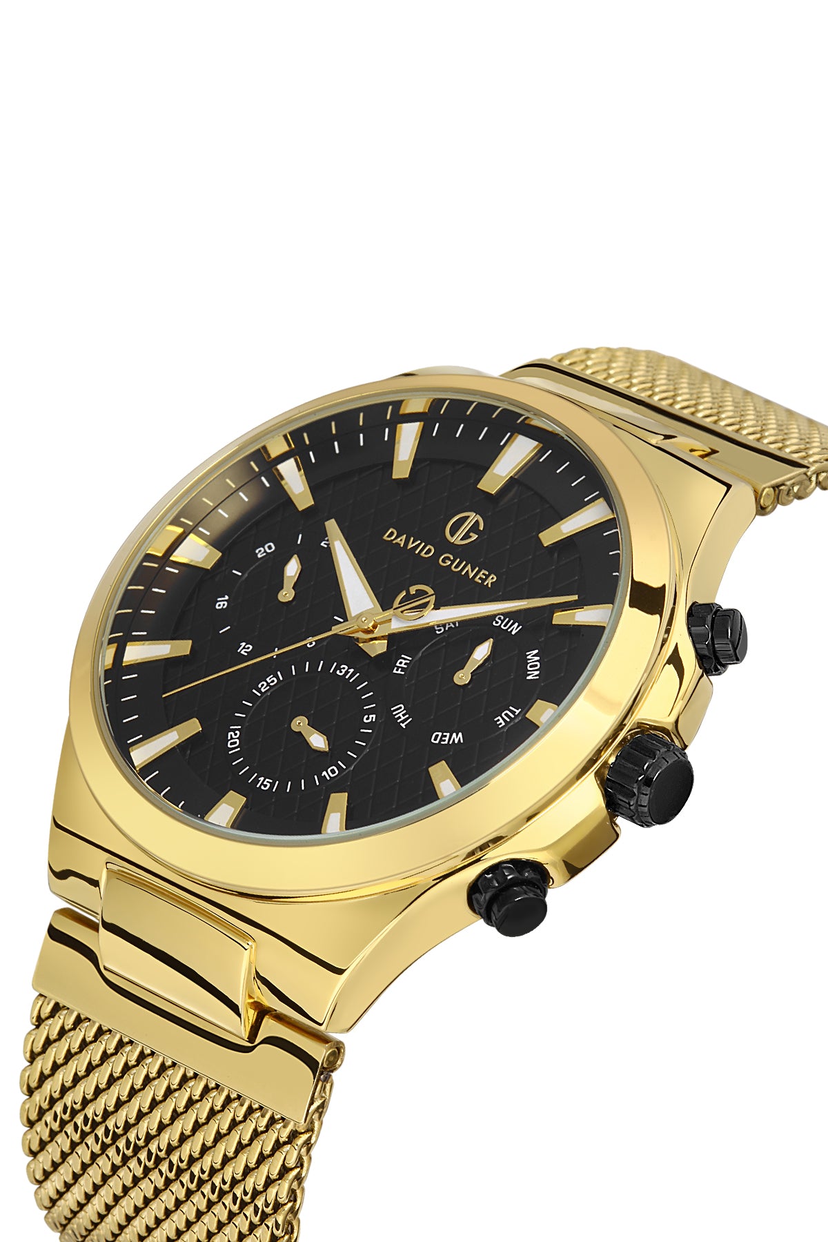 DAVID GUNER SARI KAPLAMALI SİYAH KADRANLI ERKEK KOL SAATİ DG-8385GC-B2