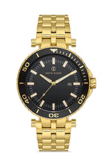 DAVID GUNER Men's Watch with Black Dial and Yellow Coated Calendar