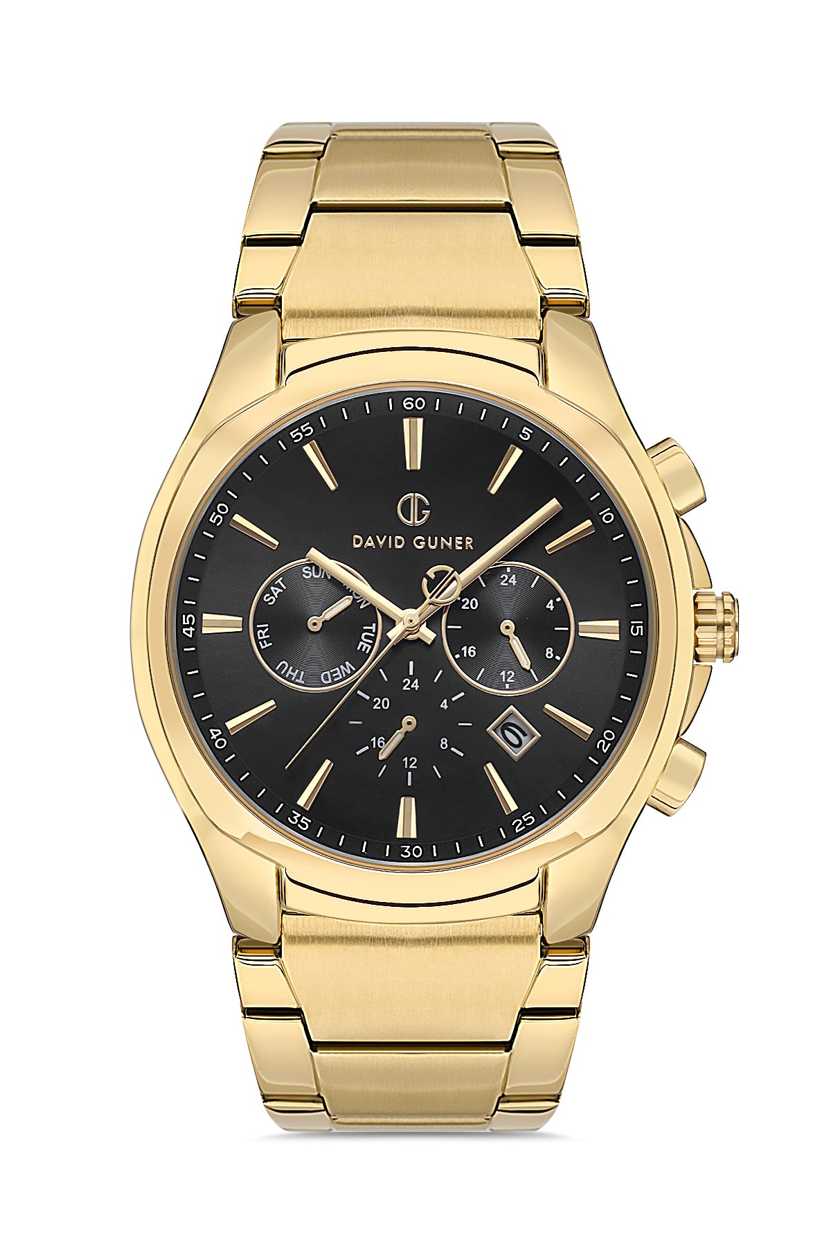 DAVID GUNER SARI KAPLAMALI SİYAH KADRANLI ERKEK KOL SAATİ - DG-8395GA-B2