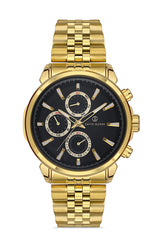 DAVID GUNER Siyah Kadranlı Sarı Paslanmaz Masif Çelik Erkek Kol Saati - DG-8401GA-B2