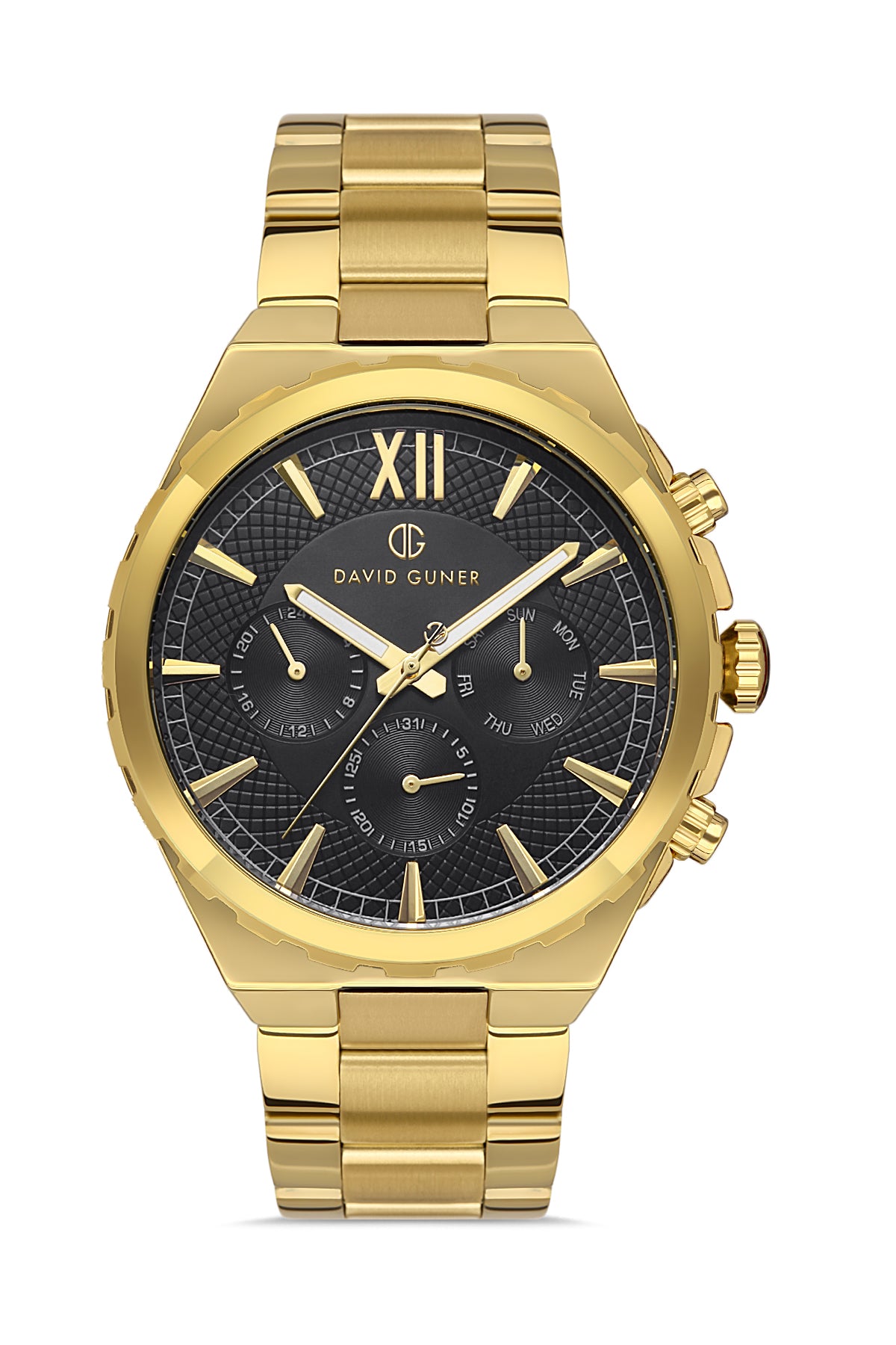 DAVID GUNER SARI KAPLAMALI SİYAH KADRANLI ERKEK KOL SAATİ DG-8410GA-B2