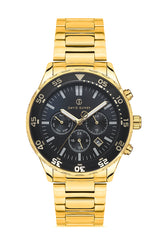 DAVID GUNER Sari Kaplamalı Siyah Kadranlı Erkek Kol Saati - DG-8427GA-B2