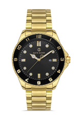 DAVID GUNER Sarı Kaplamalı Siyah Kadranlı Erkek Kol Saati - DG-8461GA-B2