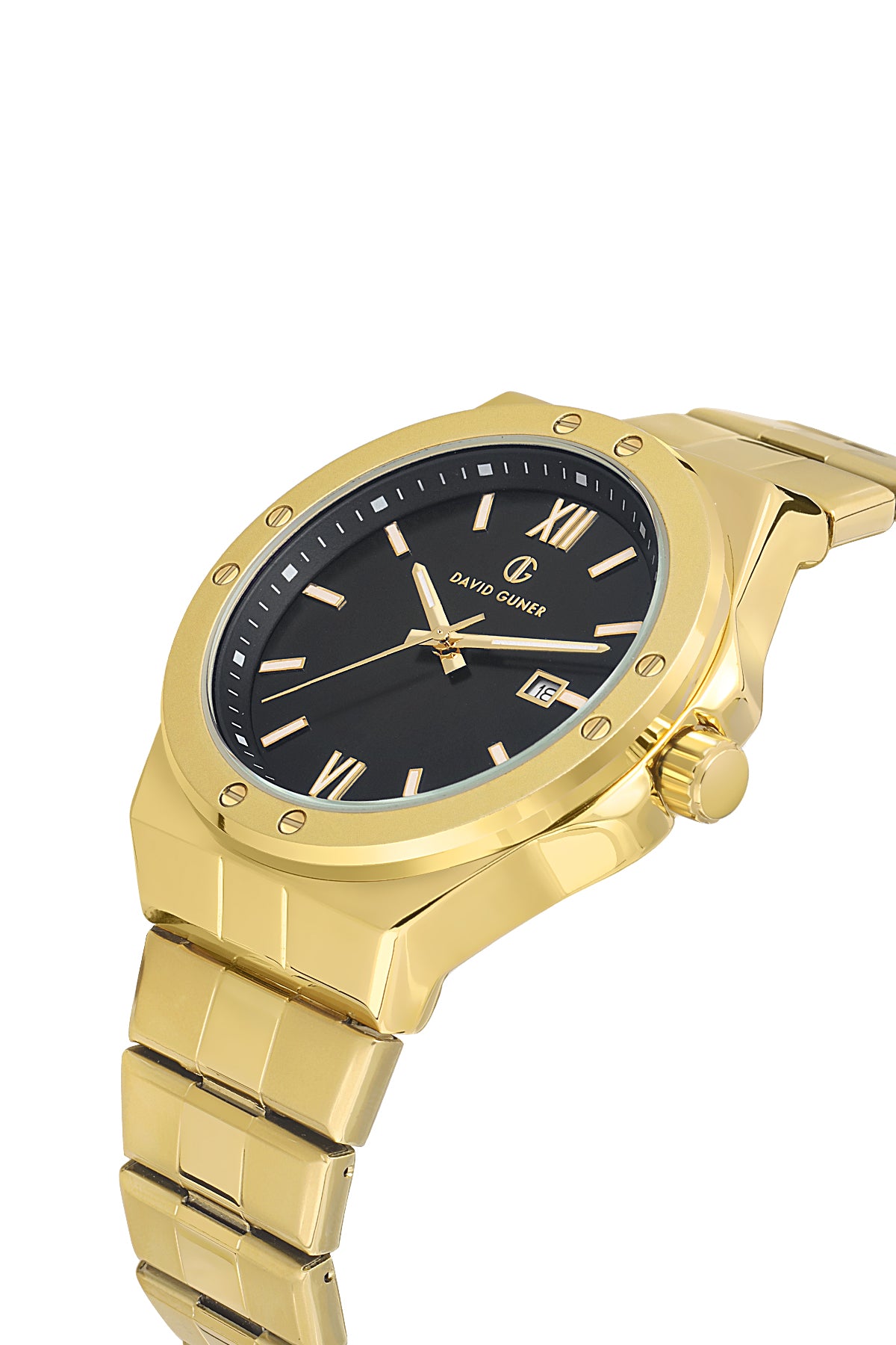 DAVID GUNER SARI KAPLAMALI SİYAH KADRANLI ERKEK KOL SAATİ DG-8608GA-B2