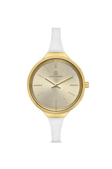 DAVID GUNER Sarı Renk Kaplamalı Beyaz Silikon Kordonlu Kadın Kol Saati - DG-8605LD-D4