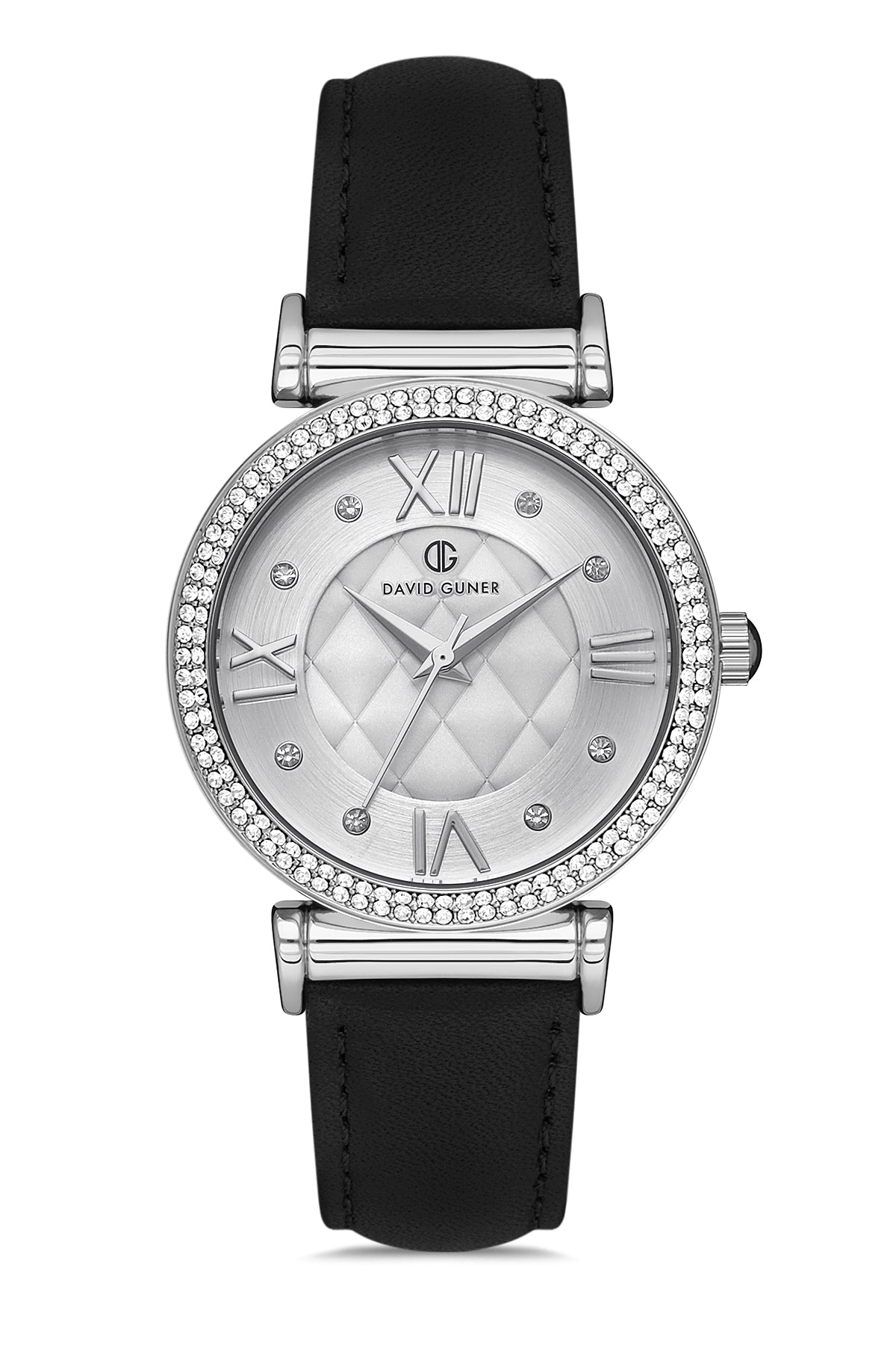 DAVID GUNER Black Leather Band Women's Watch