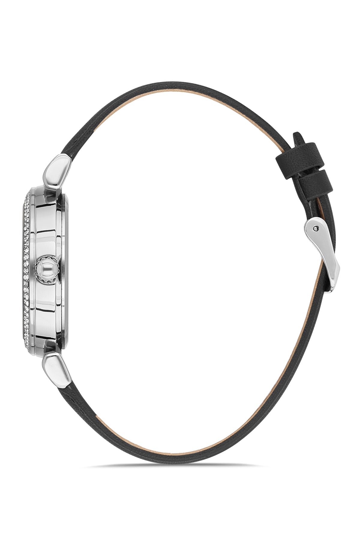 DAVID GUNER Black Leather Band Women's Watch