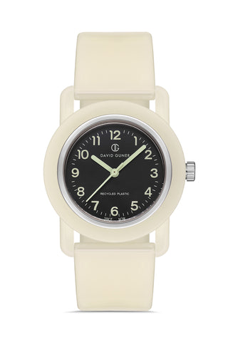 DAVID GUNER Siyah Kadranlı Bej Geri Dönüştürülebilir Su Geçirmez Unisex Kol Saati - DG-8661LD-A2A
