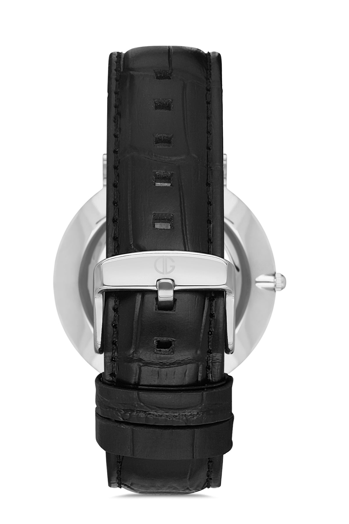 DAVID GUNER Siyah Kadranlı Gümüş Kaplamalı Erkek Deri Kol Saati - DG-8074GB-J2