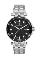 DAVID GUNER Black Dial Silver Plating Men's Watch