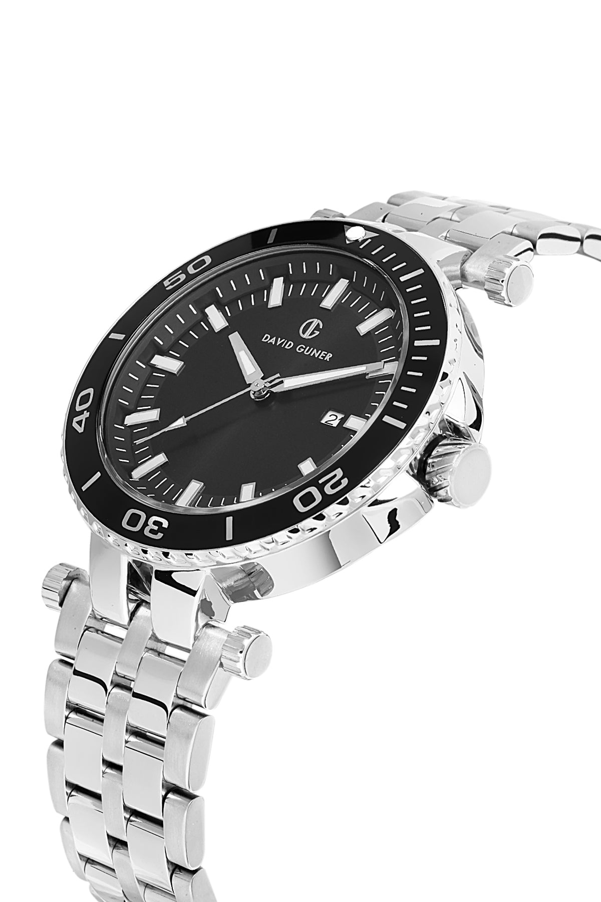 DAVID GUNER Black Dial Silver Plating Men's Watch