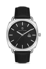 DAVID GUNER Black Dial Silver Plating Men's Watch