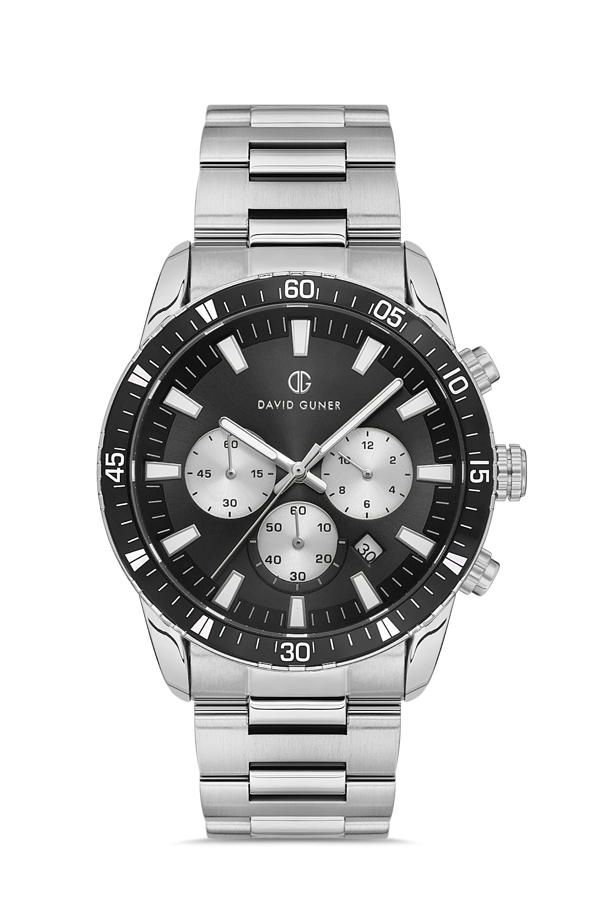 DAVID GUNER Siyah Kadranlı Gümüş Kaplamalı Erkek Kol Saati - DG-8529GA-A2