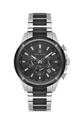 DAVID GUNER Siyah Kadranlı Gümüş Kaplamalı Multi Fonksiyonlu Paslanmaz Çelik Erkek Kol Saati - DG-8625GA-A2