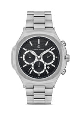 DAVID GUNER Siyah Kadranlı Gümüş Paslanmaz Masif Çelik Erkek Kol Saati - DG-8522GA-A2