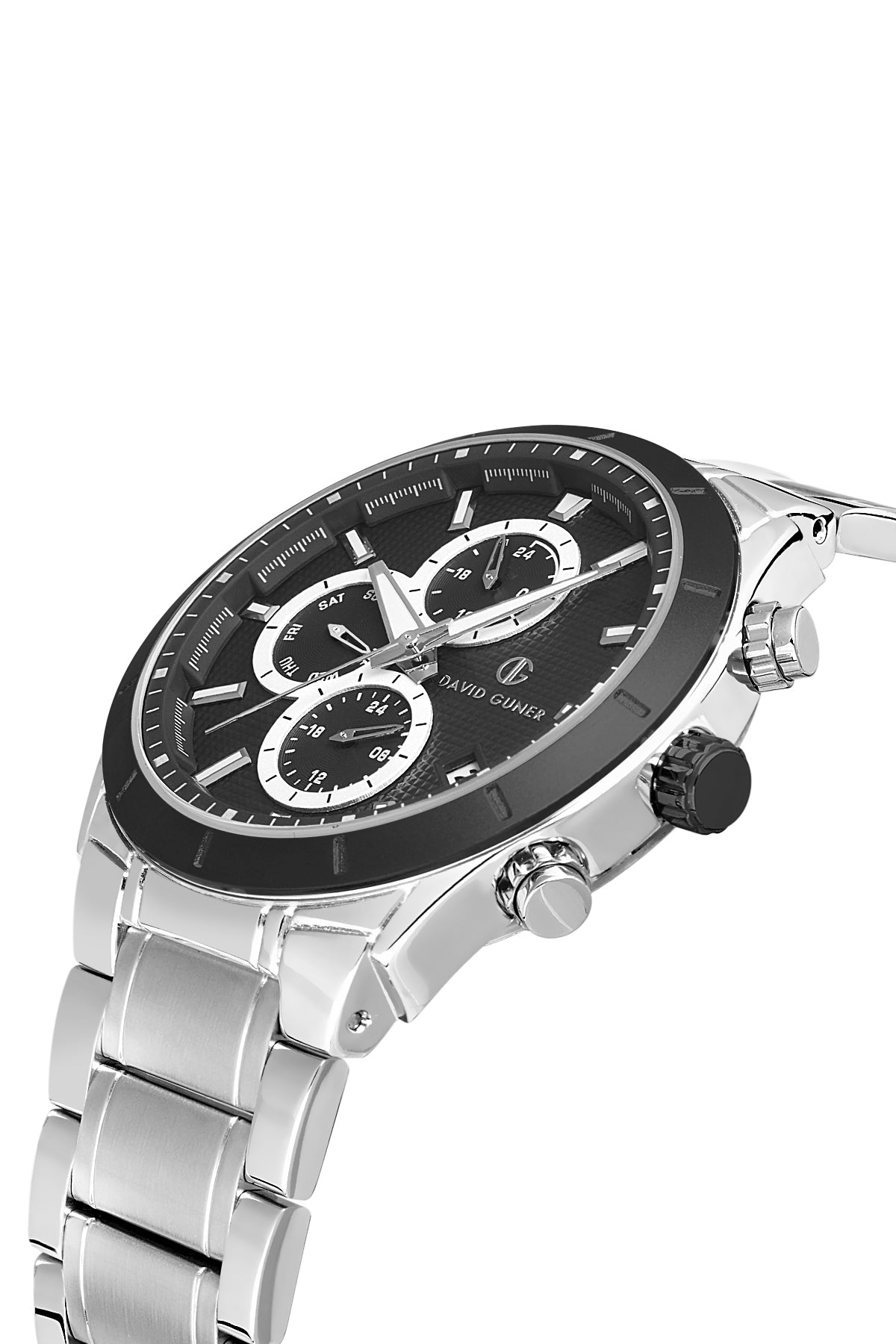 DAVID GUNER Siyah Kadranlı Gümüş Siyah Kaplamalı Erkek Kol Saati - DG-8645GA-J2