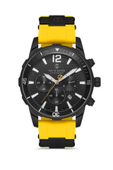 DAVID GUNER Siyah Kadranlı Gunmetal Detaylı Sarı Silikon Kayışlı Erkek Kol Saati - DG-8456GD-ZY2