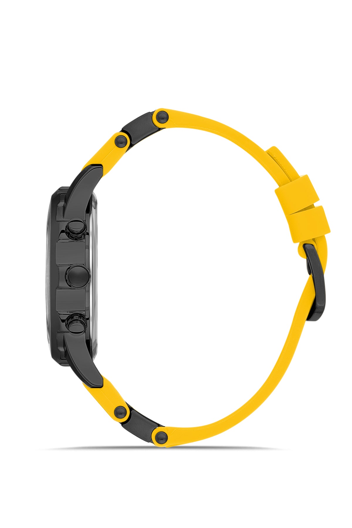 DAVID GUNER Siyah Kadranlı Gunmetal Detaylı Sarı Silikon Kayışlı Erkek Kol Saati - DG-8456GD-ZY2