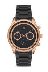 DAVID GUNER Siyah Kadranlı Multi Fonksiyonlu Erkek Kol Saati - DG-8325GA-R2