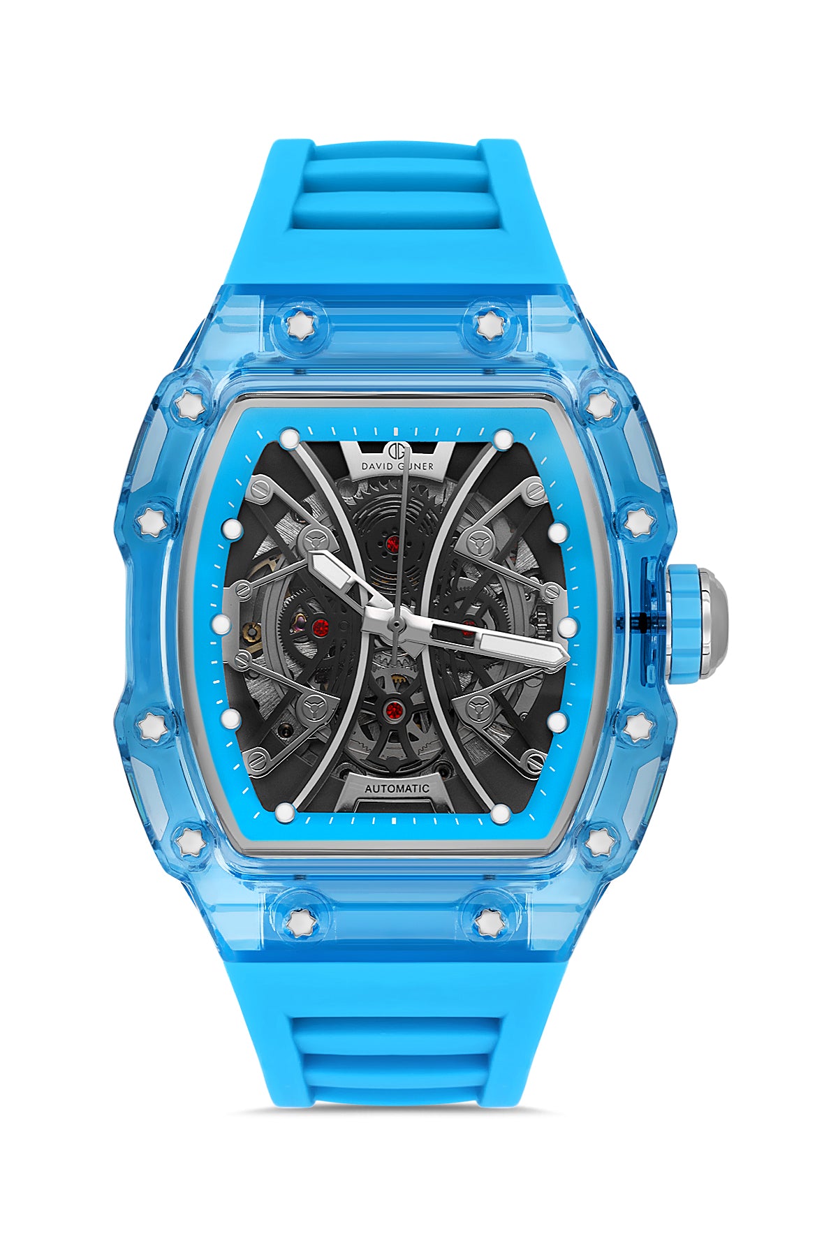 DAVID GUNER Siyah Kadranlı Otomatik Mavi Polikarbon Kordon Erkek Kol Saati - DG-8628GD-H2