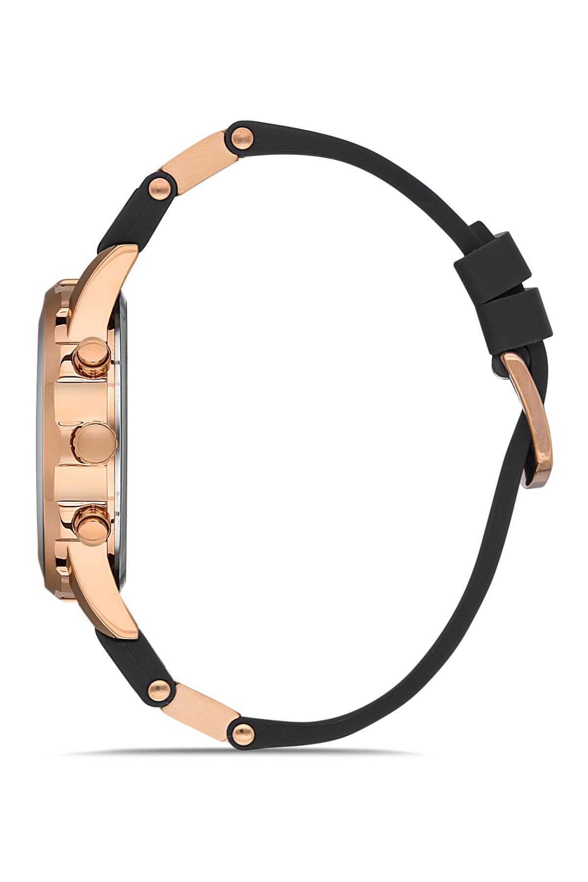 DAVID GUNER Siyah Kadranlı Rose Detaylı Siyah Silikon Kayışlı Erkek Kol Saati - DG-8456GD-R2