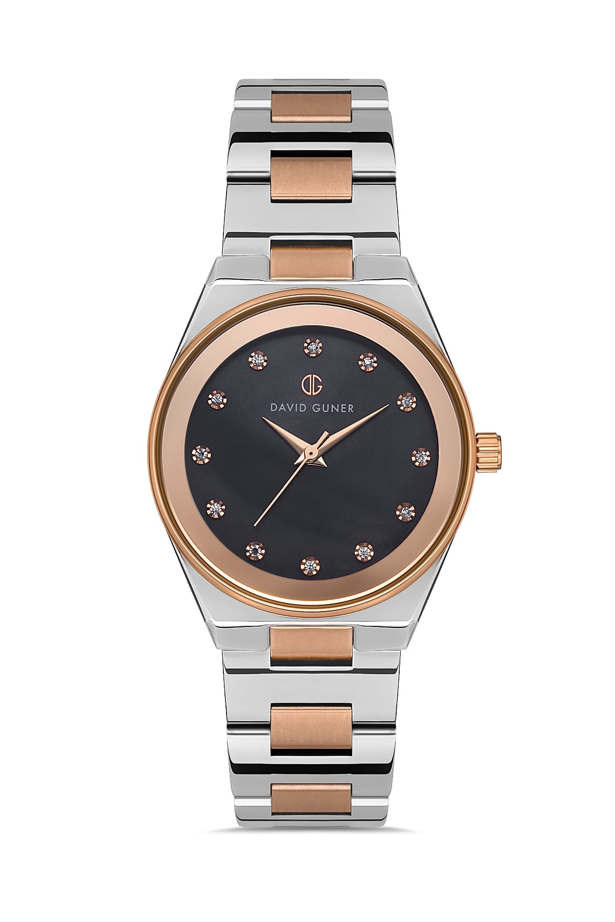 DAVID GUNER Black Dial Rose Plating Women's Watch