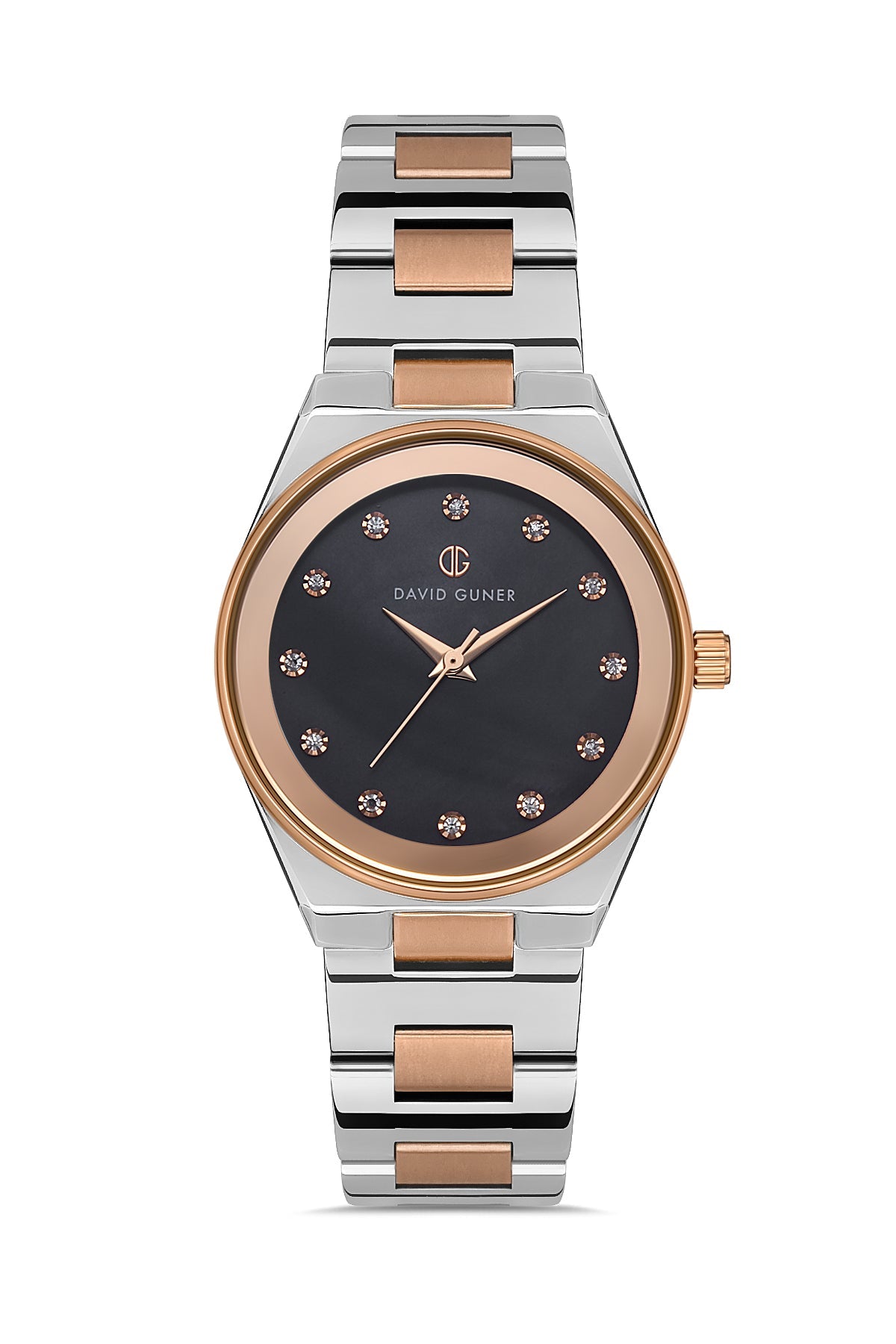 DAVID GUNER Black Dial Rose Plating Women's Watch