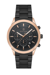 DAVID GUNER Siyah Kadranlı Rose Kaplamalı Erkek Kol Saati