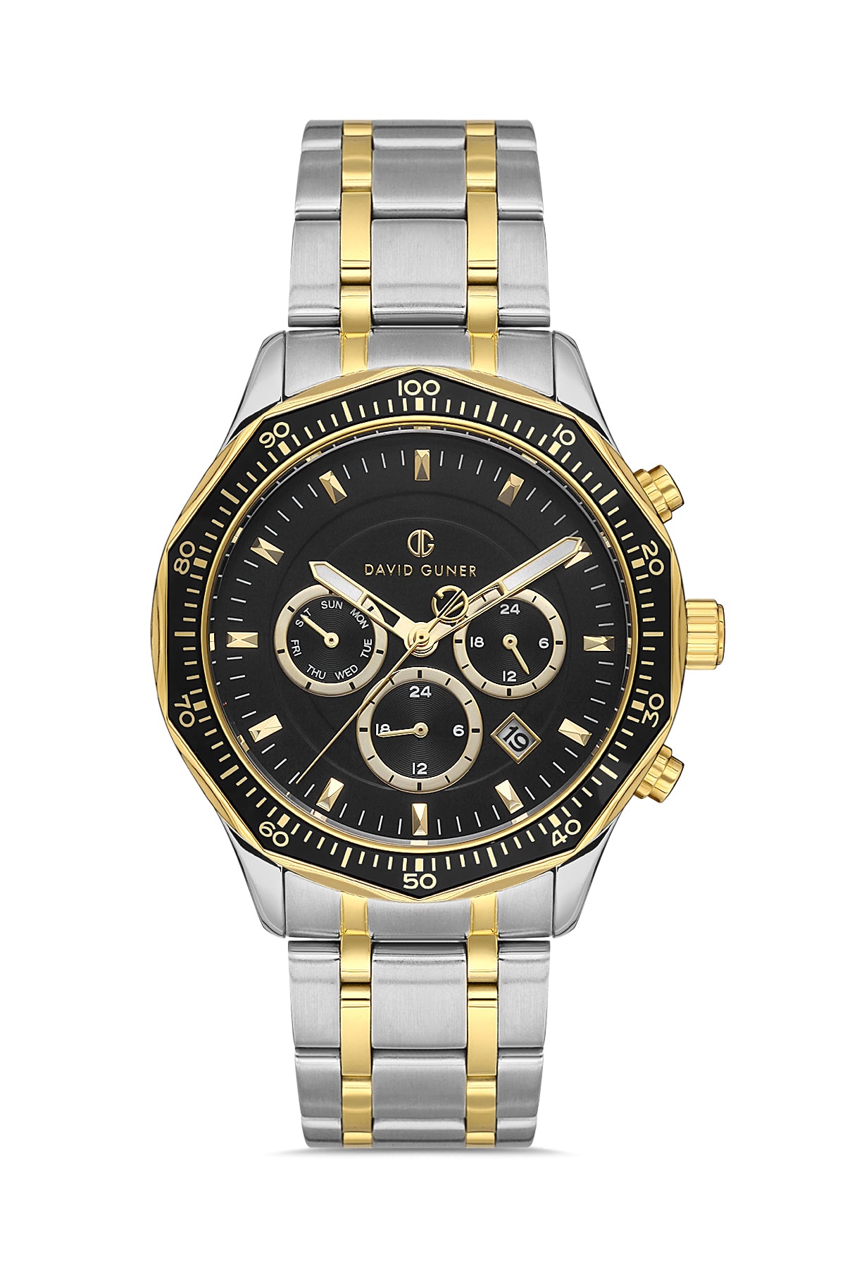 DAVID GUNER Black Dial Yellow White Coated Men's Watch