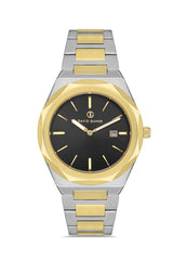 DAVID GUNER Siyah Kadranlı Sarı-Gümüş Kaplamalı Multi Fonksiyonlu Paslanmaz Çelik Erkek Kol Saati - DG-8620GA-D2