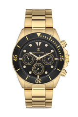 DAVID GUNER Siyah Kadranlı Sarı Kaplamalı Erkek Kol Saati - DG-8252GA-B2