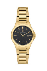 DAVID GUNER Women's Watch with Black Dial and Yellow Coated Calendar