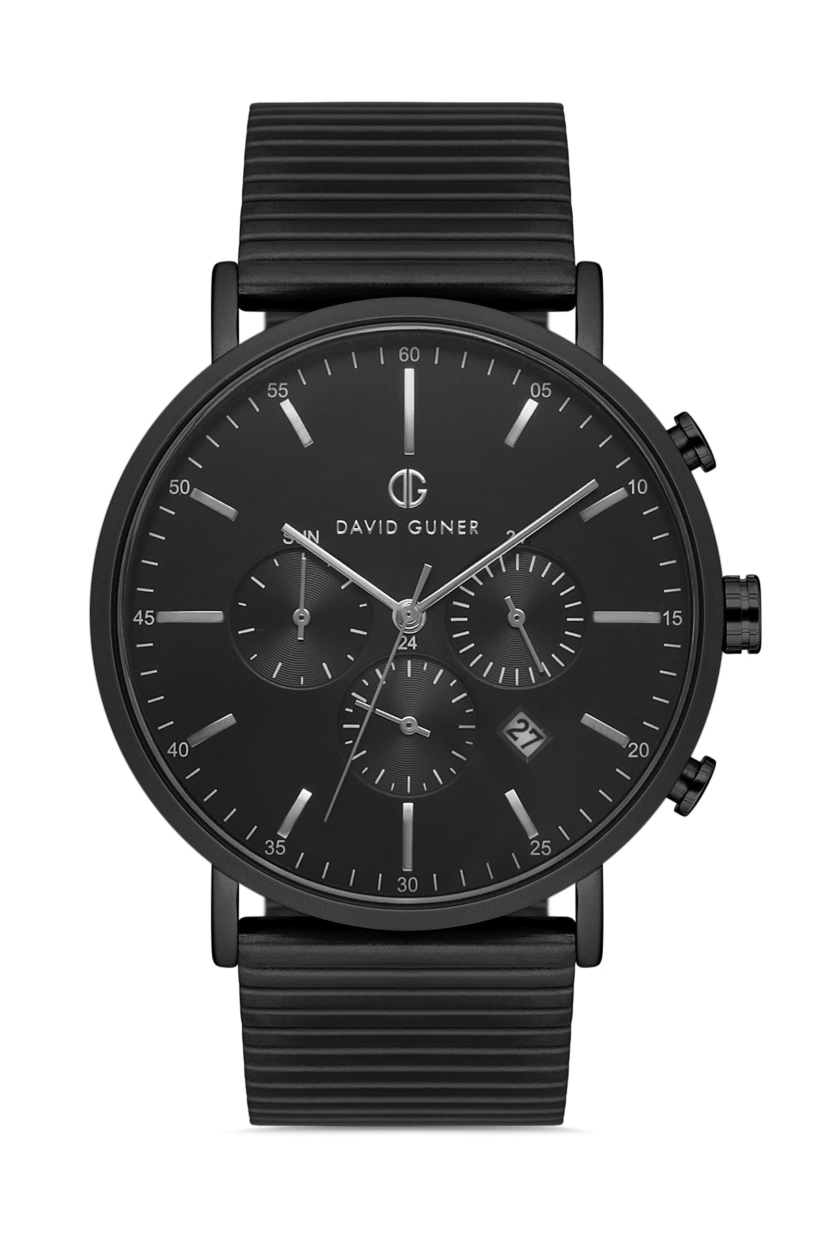 DAVID GUNER Black Dial and Black Coated Multifunctional Men's Watch