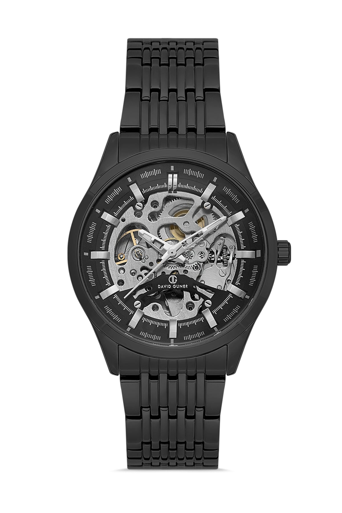 DAVID GUNER Black Dial, Black Coated Automatic Function Men's Watch